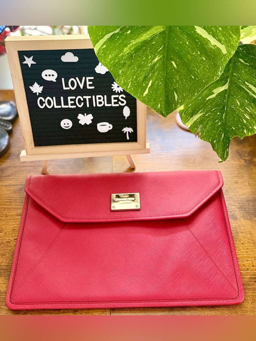 Michael Kors Red Saffiano Envelope Clutch